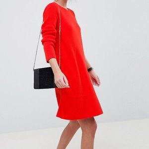 ASOS DESIGN dress in fine knit with ruffle hem